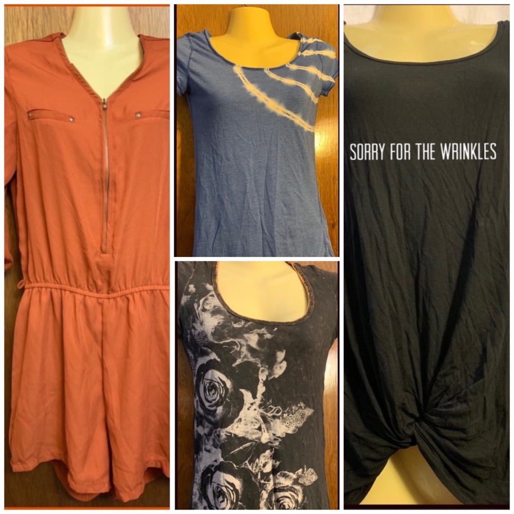 USED BUNDLE XS/S(0-2) 3 TOPS & 2 ROMPER FIRM PRICE